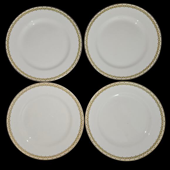 Cleveland China 7" Plates Set of 4 Greek Key 18K Gold Trim G.H.B. Co. Crazing - Picture 5 of 6